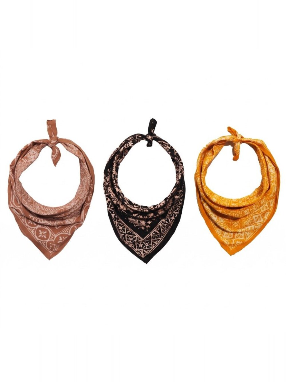 Batik Blessing Trio Bandana Set of 3, Hand Dyed Cotton, Reversible